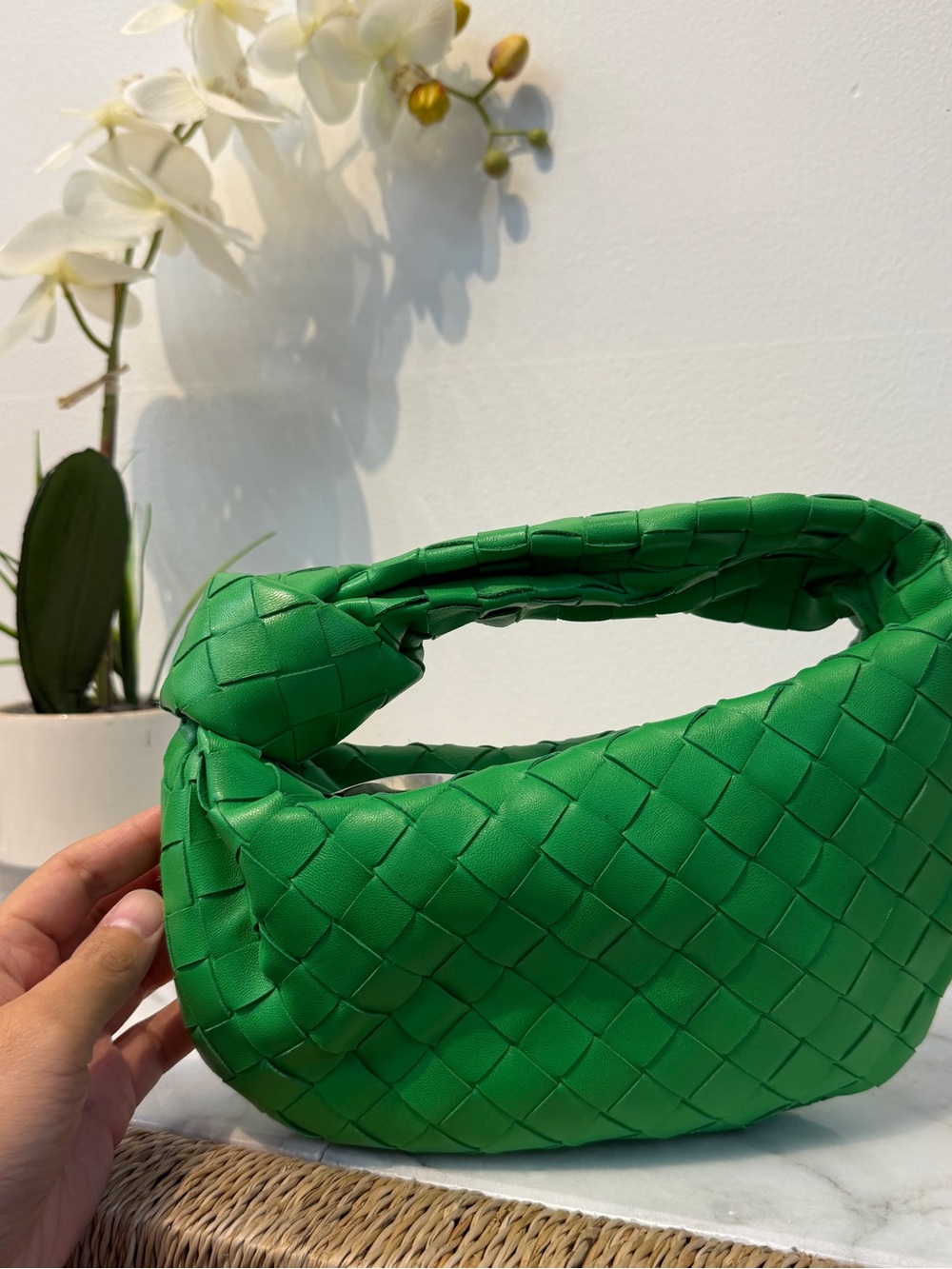 Bottega Veneta Mini Jodie Green Intrecciato Leather Bag